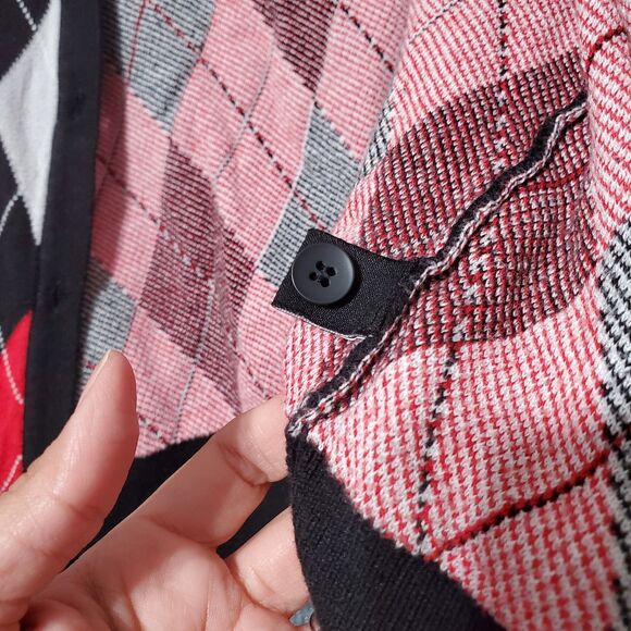 DC Comics Harley Quinn Checkerboard Cardigan Sweater Juniors L Costume Cosplay - Picture 7 of 10